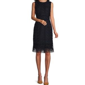 Navy Preston and York Lace Crew Neck Sleeveless Sheath Dress